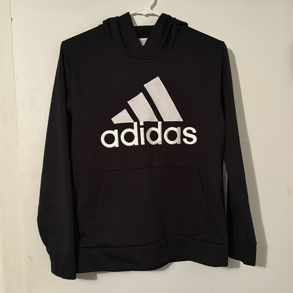 Boys black adidas hoodie size large 14 16
